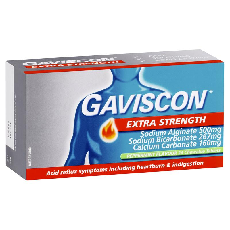 Gaviscon Extra Strength Peppermint 24 Chewable Tabs