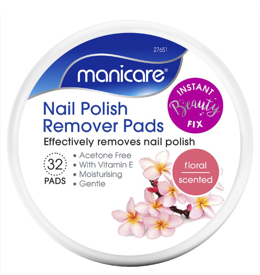 Manicare Nail Polish Remover Pads Floral Scented Acetone Free 32