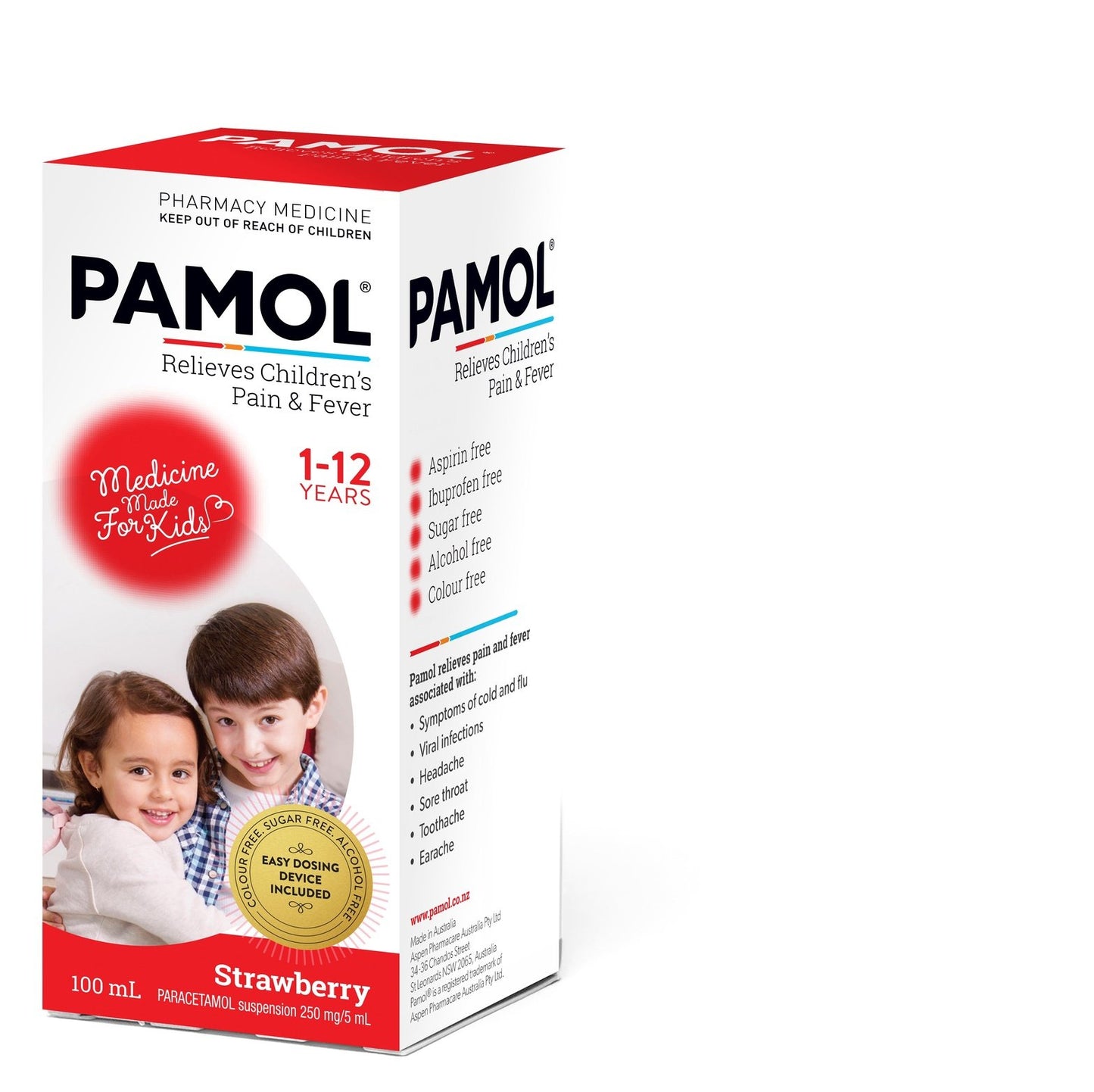Pamol All Ages Strawberry Colour Free 100ml