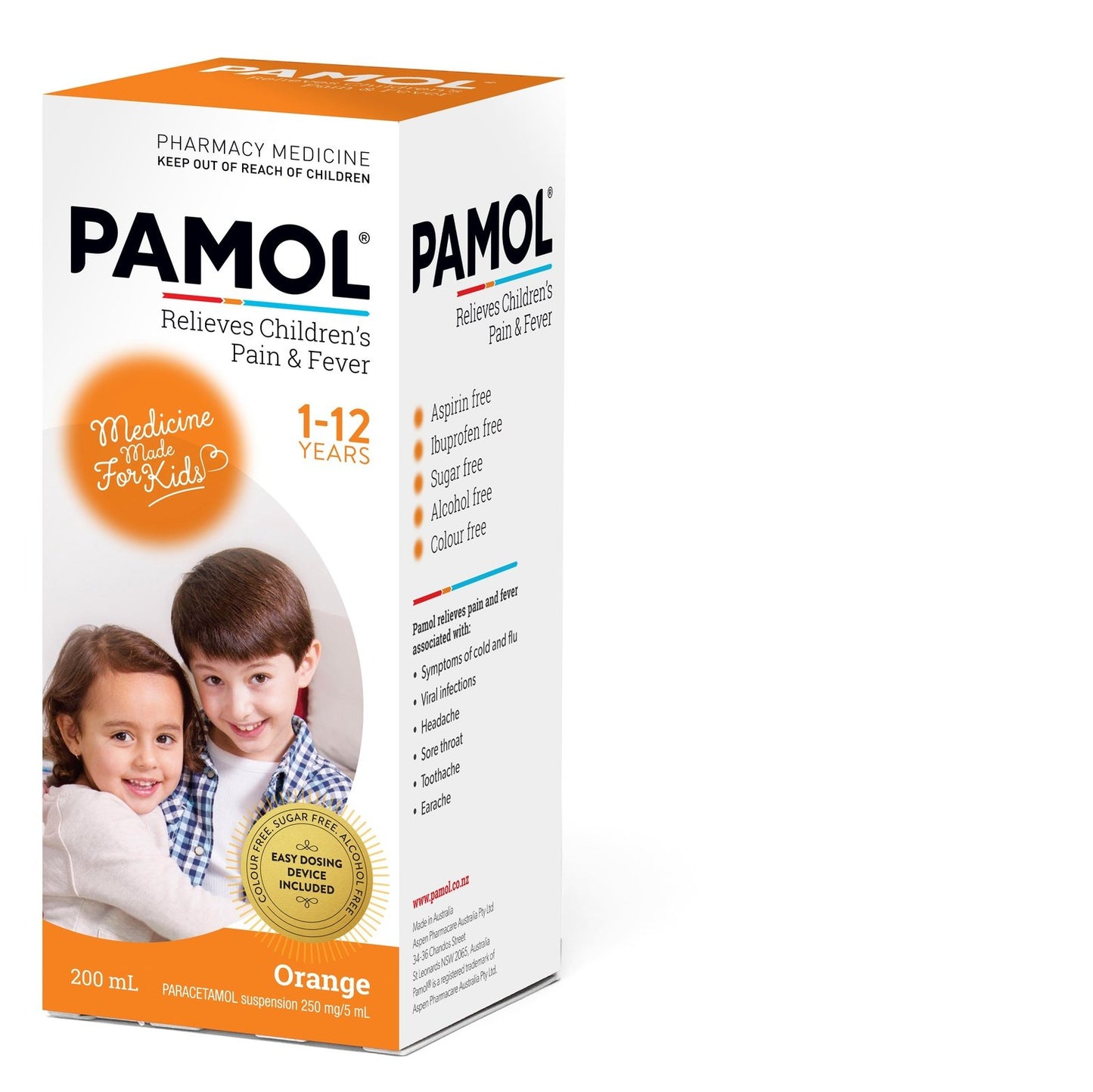 Pamol All Ages Orange Colour Free 200ml