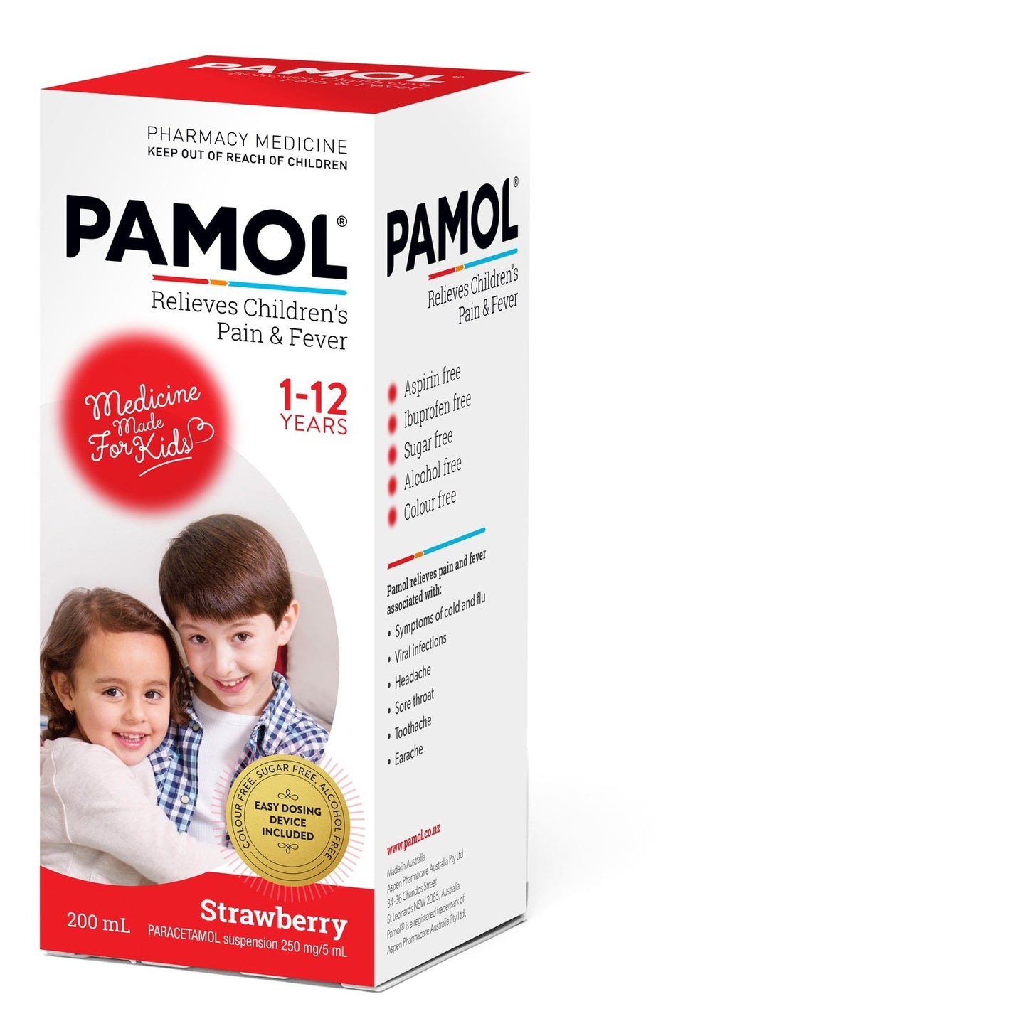 Pamol All Ages Strawberry Colour Free 200ml