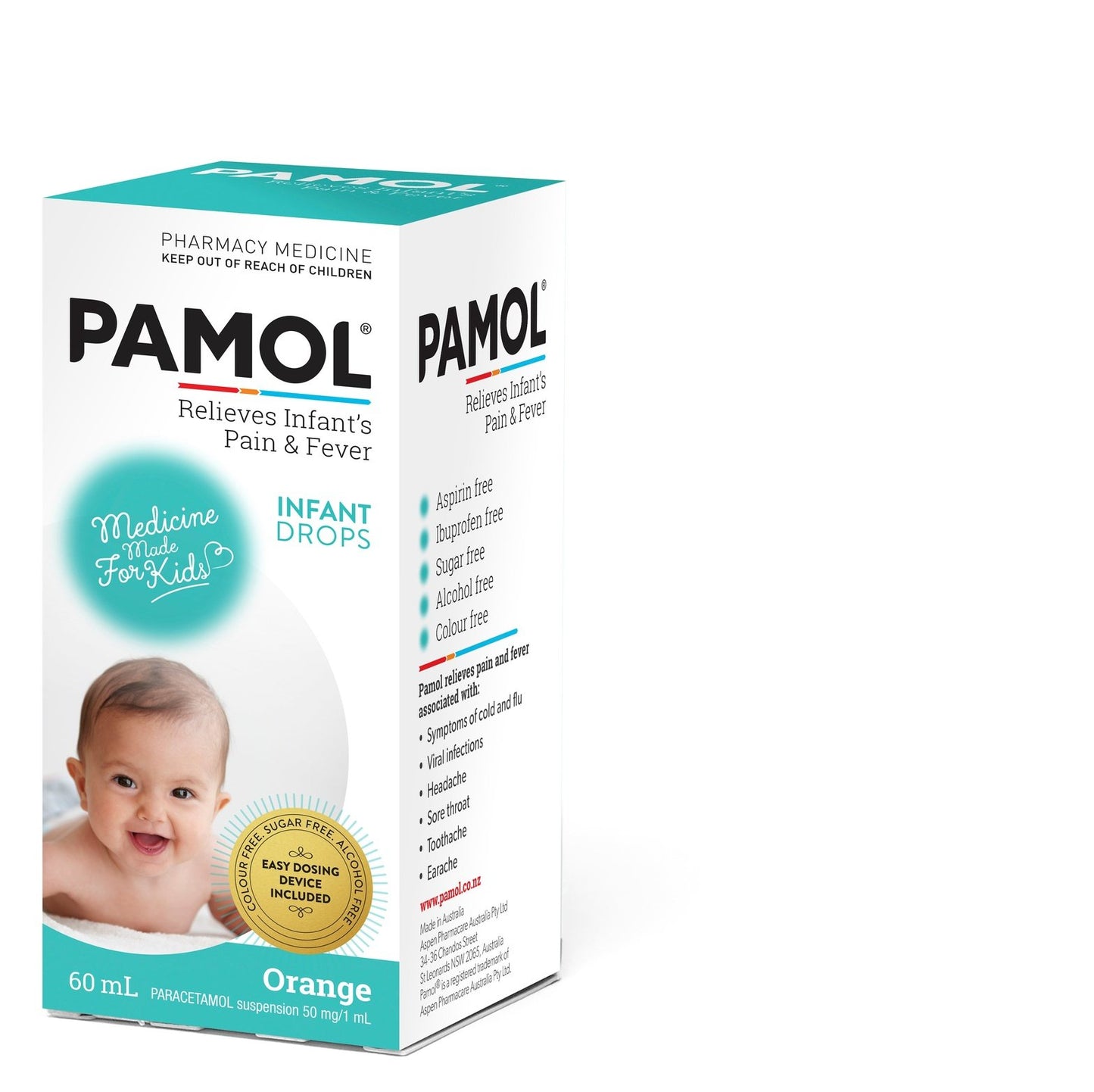 Pamol Infant Drops Colour Free 60ml
