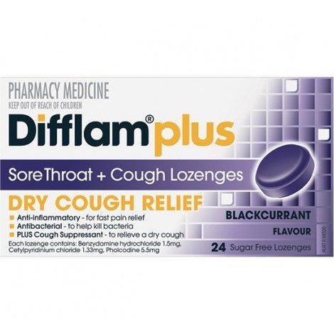 Difflam Plus Anaesthetic Sugar Free Blackcurrant Lozenges 16