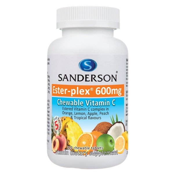 Sanderson Ester-Plex Vitamin C 600mg 5 Fruits 220 Chewable Tabs