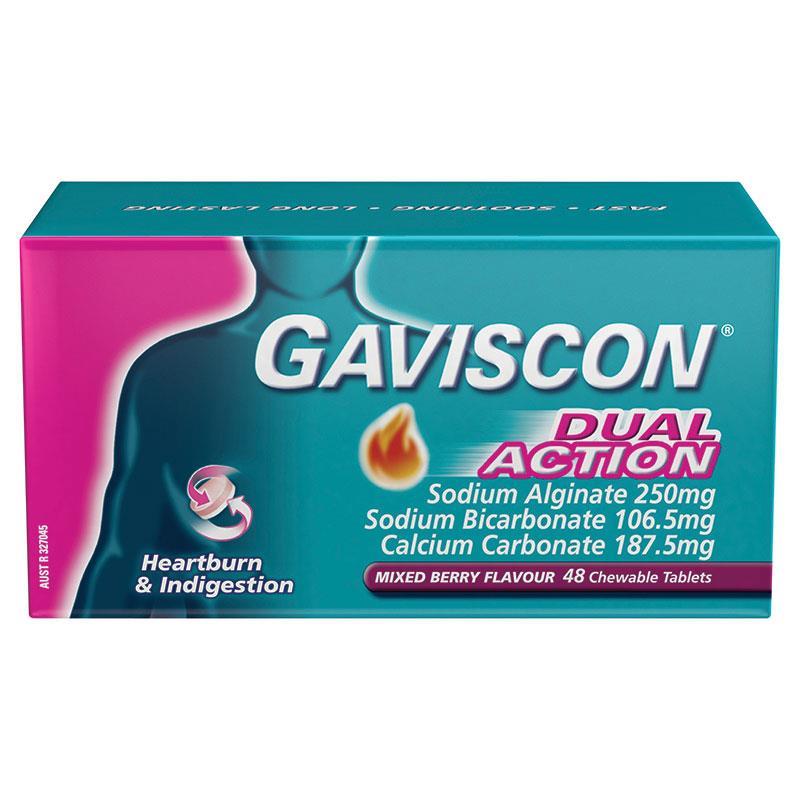Gaviscon Dual Action Mixed Berry 48 Chewable Tabs