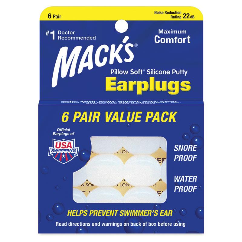 Macks Silicon Ear Plugs 6 pair