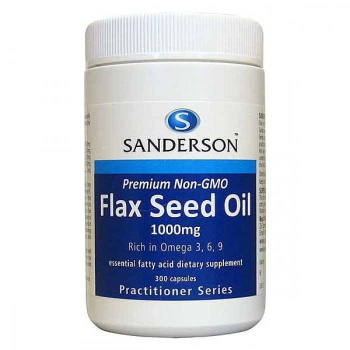 Sanderson Flax Seed Oil 1000mg Premium Organic Non GMO 300 Caps