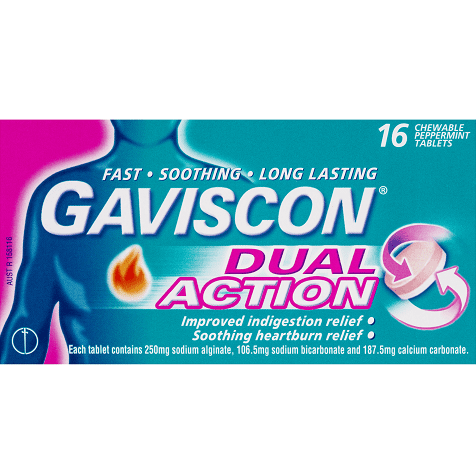 Gaviscon Dual Action Peppermint 16 Chewable Tabs