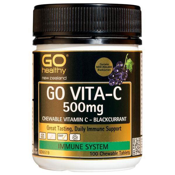 GO Healthy GO Vita-C 500mg Blackcurrant 100 Chewable Tabs