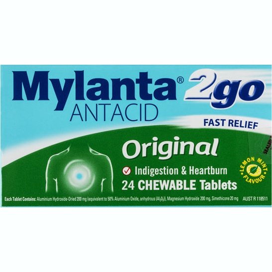 Mylanta 2go Antacid Original 24 Chewable Tabs