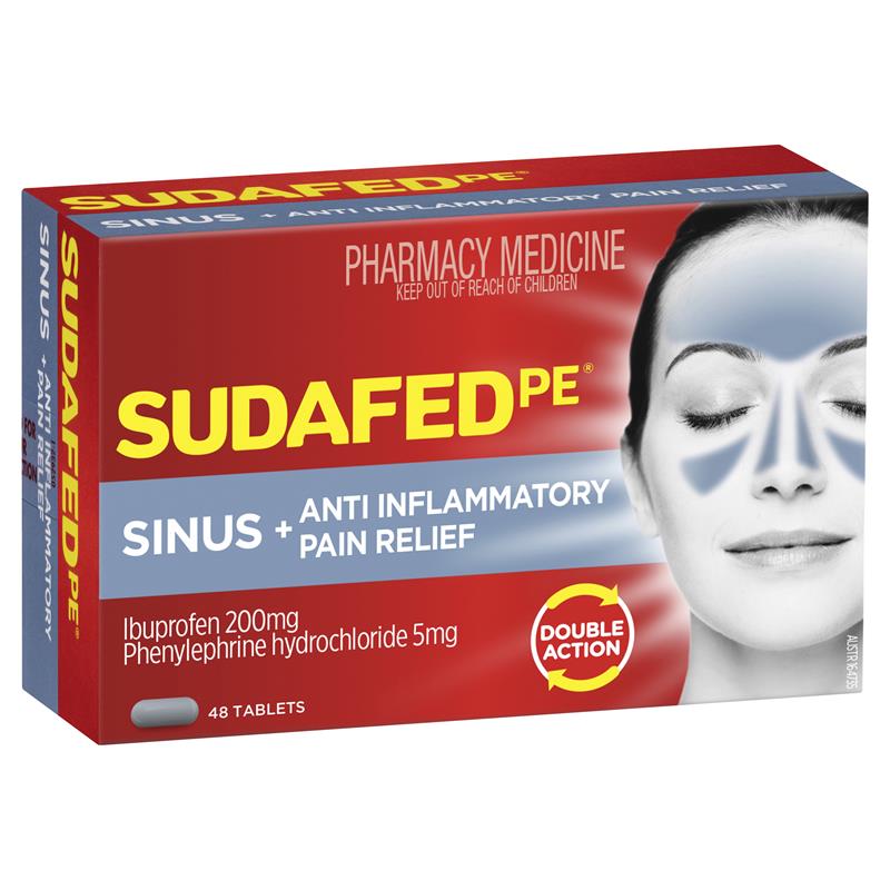 Sudafed PE Sinus + Anti-Inflammatory Pain Relief 48 Tabs