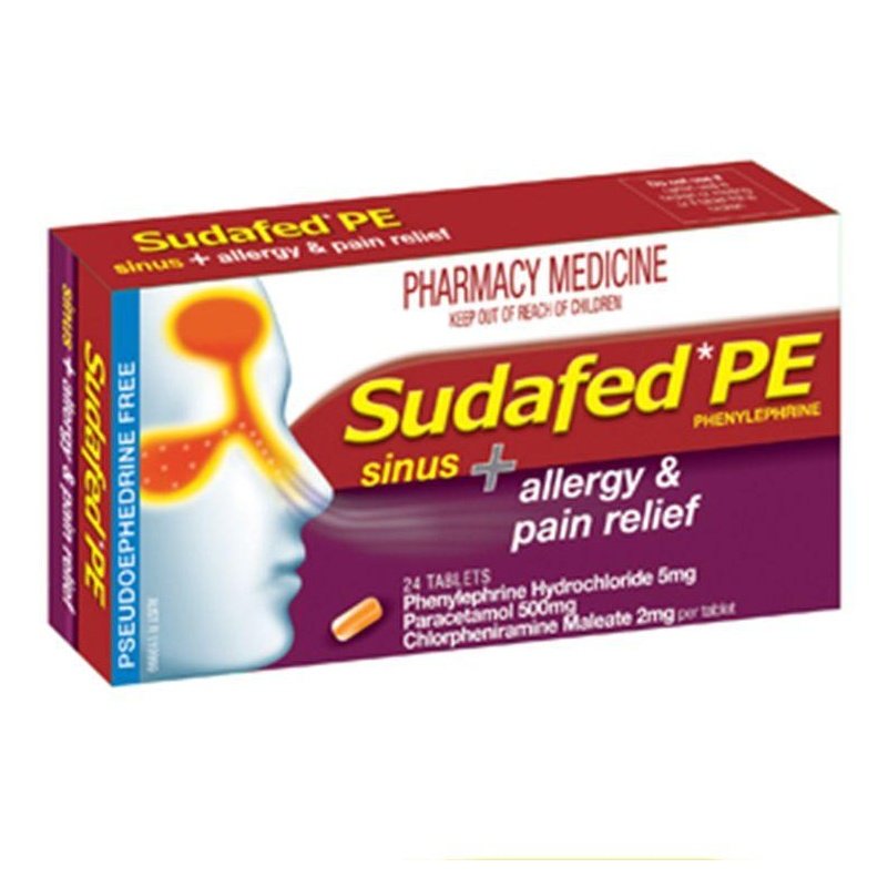Sudafed PE Sinus Allergy & Pain 24 Tabs
