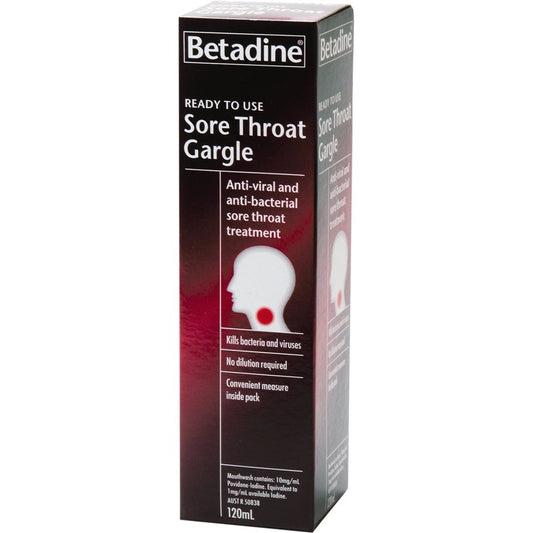 Betadine Ready to Use Sore Throat Gargle 120ml