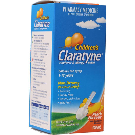 Claratyne Childrens Hayfever & Allergy Relief Syrup Peach 100ml