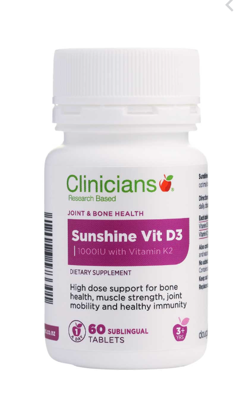 Clinicians Sunshine Vitamin D3 with Vitamin K2 60 Tabs