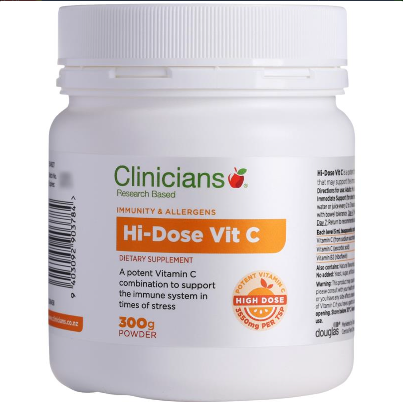 Clinicians Hi-Dose Vitamin C Powder 300g