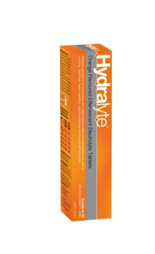 Hydralyte Orange Effervescent Electrolyte 20 Tabs