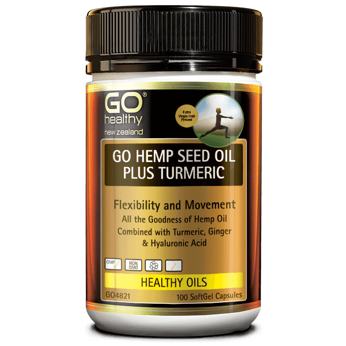 GO Healthy GO Hemp Seed Oil Plus Turmeric 100 Caps