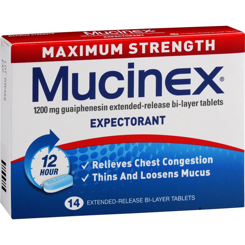 Mucinex Expectorant Maximum Strength 1200ml 14 Tabs