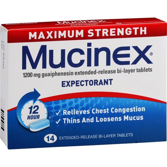 Mucinex Expectorant Maximum Strength 1200ml 14 Tabs