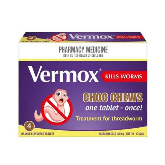 Vermox Chocolate Chewable 6 Tabs